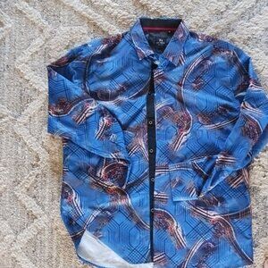 De Niko Long Sleeve Shirt Made in Milan Blue XL